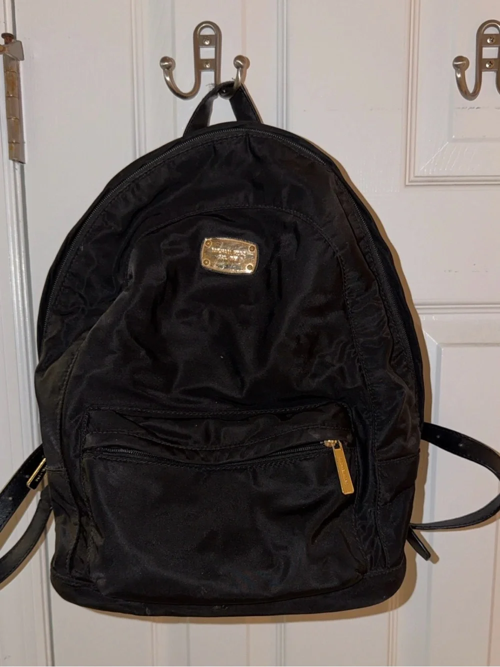 Michael Kors Black Nylon Backpack with Gold Hardware